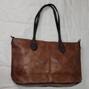 Elegant Brown Leather Tote Bag From Italy